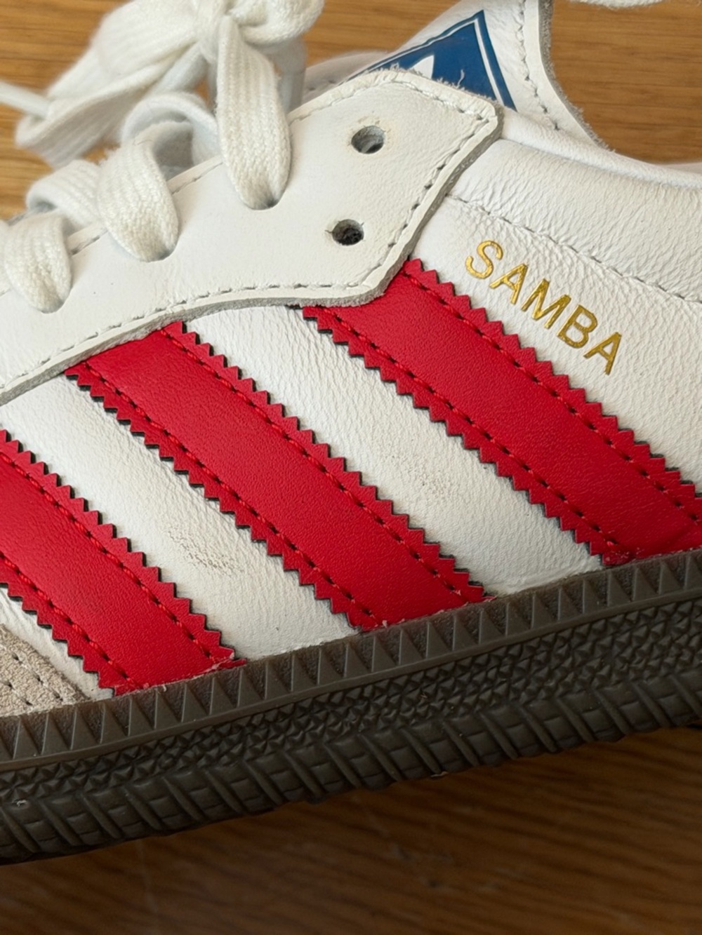 Adidas Samba Sneakers | White, Red, Gray, Gold - Picture 10 of 11